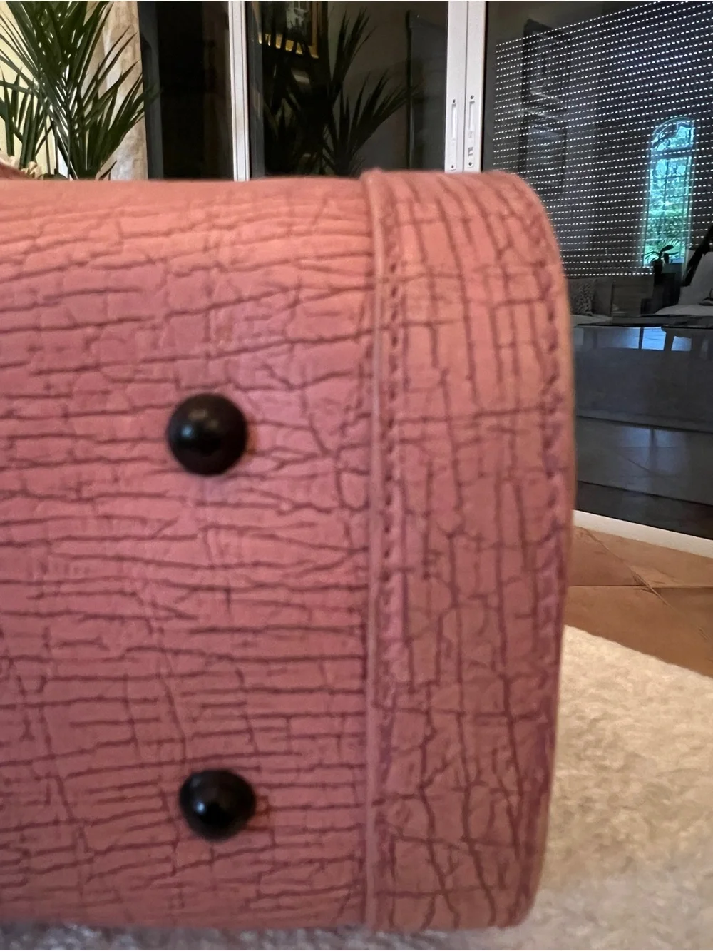 Gucci Pink Textured Leather Satchel with Bamboo Handle